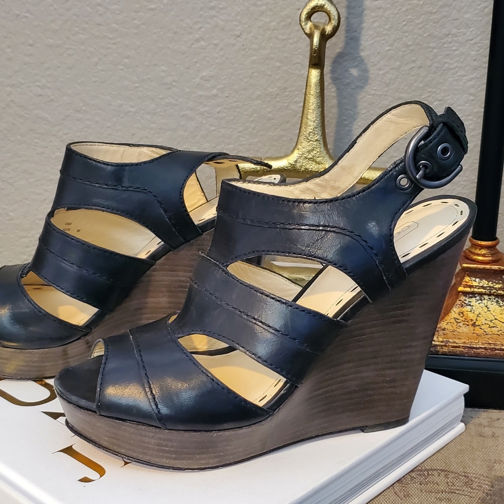 Coach Jazlyn Vegan Leather Wedge Heels